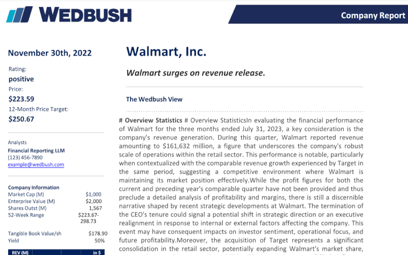 Financial Reporting (Wedbush Securities)